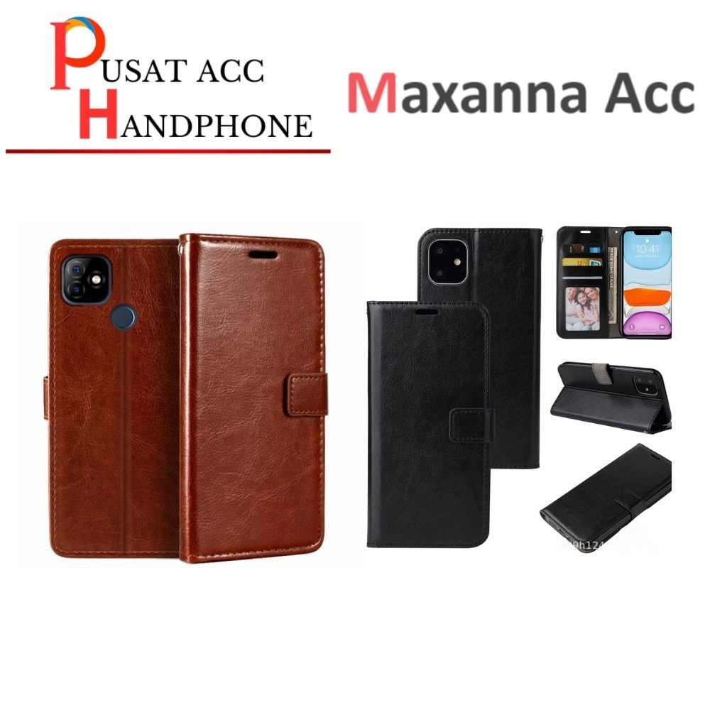 [ MAXNA ] FLIP CASE BOOK WALLET CASE OPEN CLOSE LEATHER CASE BOOK Vivo Y01 Y11 Y12 Y12i Y12S Y15 Y15