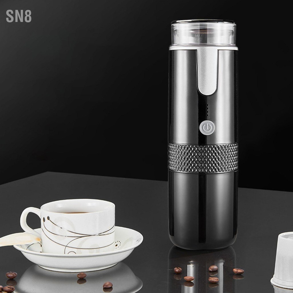 SN8 เครื่องชงกาแฟแบบพกพาแบบพกพาไร้สายเครื่องชงกาแฟไฟฟ้าแคปซูลกาแฟผงอเนกประสงค์ Bright Black