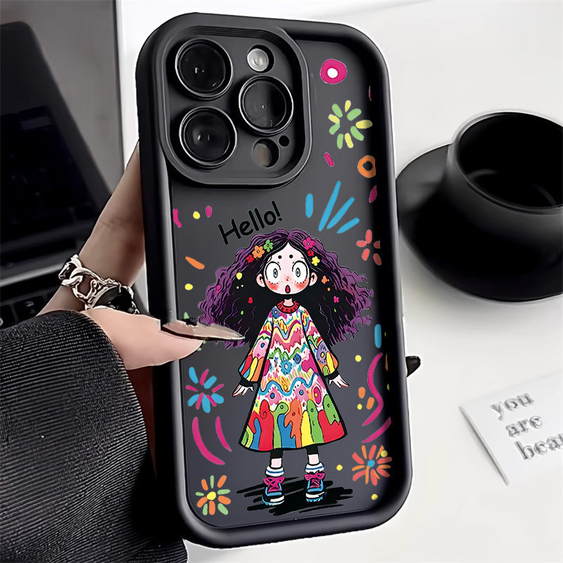 เคสโทรศัพท์มือถือ แบบนิ่ม For Samsung A54 5G A12 A14 5G/4G A24 A53 A03 A13 A23 A51 A03s A02s A10s A05 สาวน้อยการ์ตูน