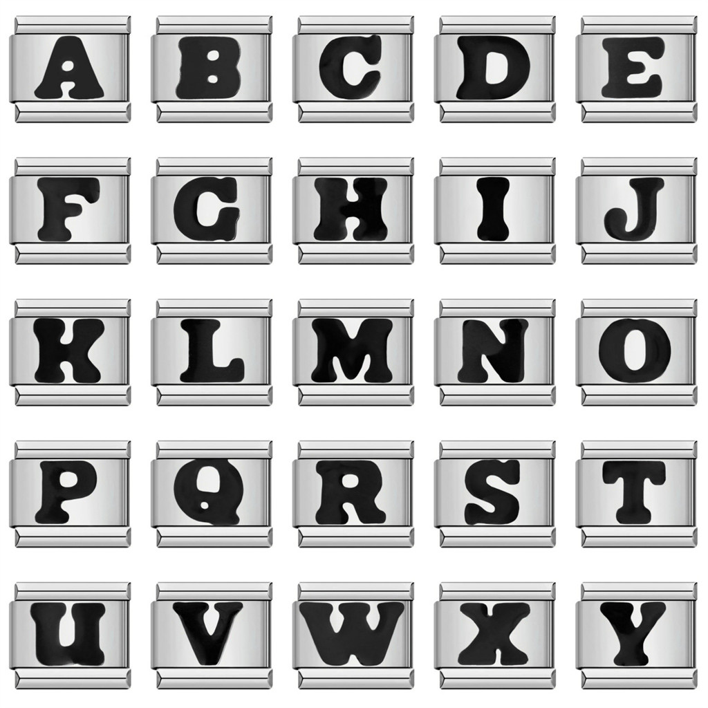 เครื่องประดับ สร้อยข้อมือ สเตนเลส ลายตัวอักษร A-Z 9 มม. สีดํา 26 ตัวอักษร 1 ชิ้น สําหรับผู้ชายและผู้หญิง 2024