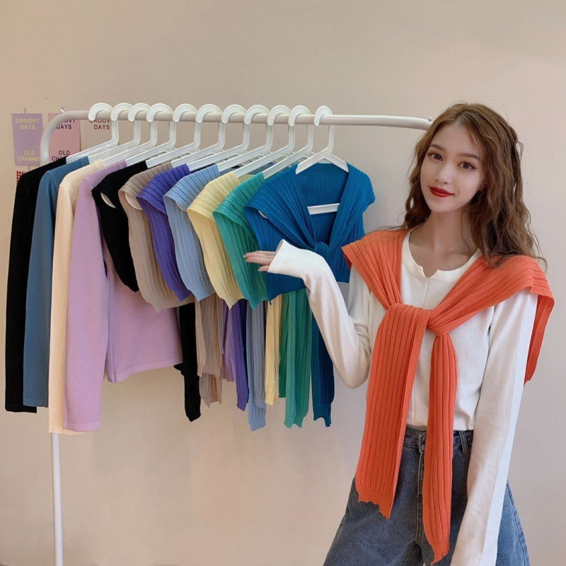 DoDo*สินค้าใหม่พร้อมส่ง** ผ้าคลุมไหล่ เนื้อผ้าไหมพรม ให้ความอบอุ่นขนาดเล็ก สไตล์เกาหลีเกาใจ(28011)