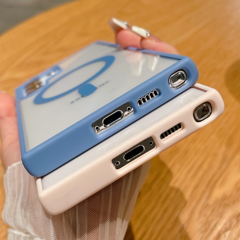 เคสโทรศัพท์มือถืออะคริลิคใส แบบแข็ง ขอบนิ่ม กันกระแทก หรูหรา สําหรับ Saumsung Galaxy S22 S23 S24 Ultra Plus - รูปที่ 5