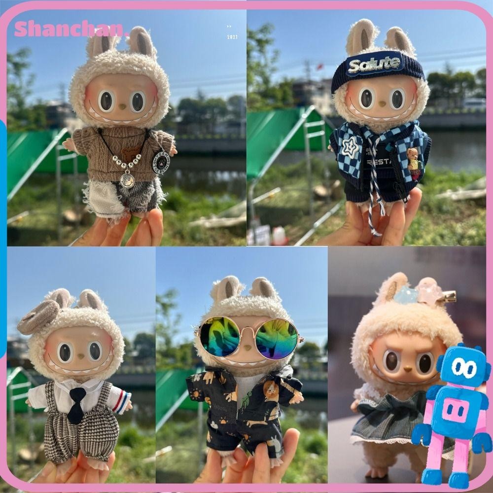 Shanchan Labubu เสื้อตุ๊กตา ผ้าฝ้าย ทนทาน หลายสี อุปกรณ์เสริม สําหรับตุ๊กตาลาบูบู 17 ซม.