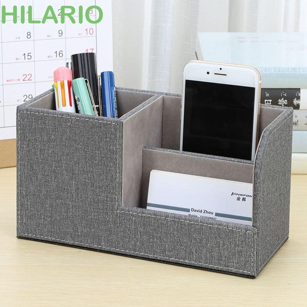 Hilario กล่องเก็บเครื่องเขียน ปากกา ดินสอ หนัง PU 3 ช่อง อเนกประสงค์ เรียบง่าย สร้างสรรค์