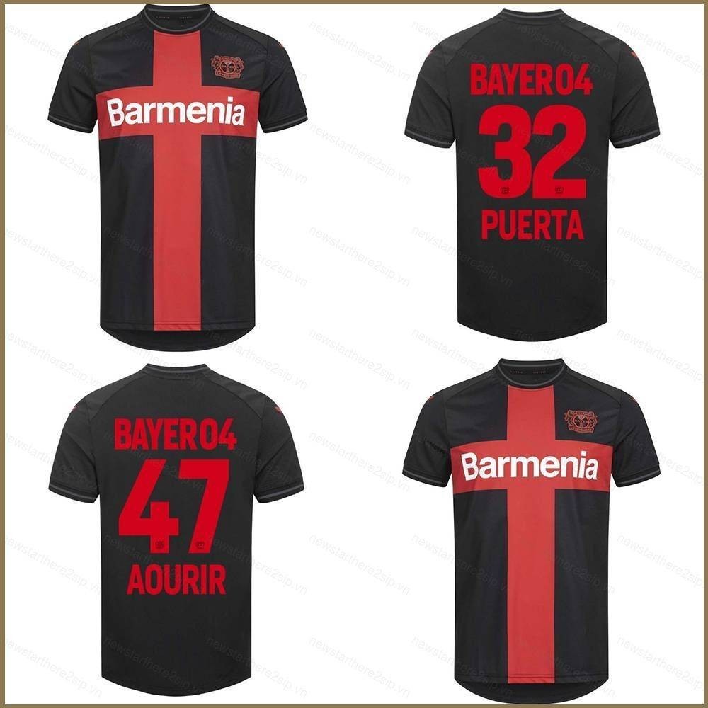 Qy 2023-2024 Bundesliga Bayer 04 Leverkusen Puerta Aourir เสื้อยืด พลัสไซซ์ สําหรับเด็ก และผู้ใหญ่
