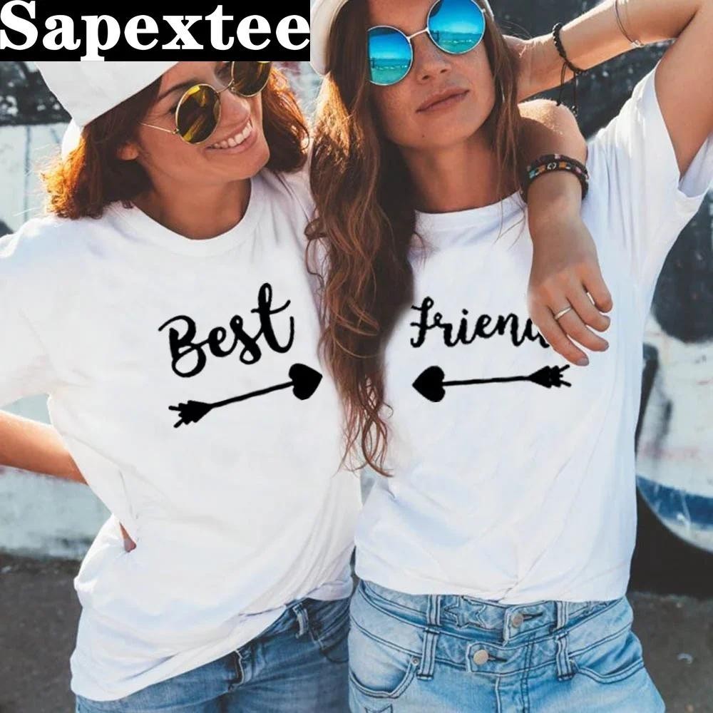Best Friends เสื้อยืดแขนสั้นลําลอง สีขาว แฟชั่นฤดูร้อน สําหรับผู้หญิง