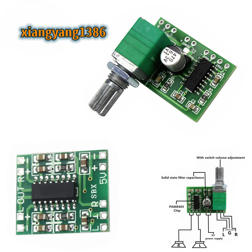 Pam8403 บอร์ดขยายเสียง 5V 2 ช่อง 3W W ควบคุมระดับเสียง พลังงาน USB
