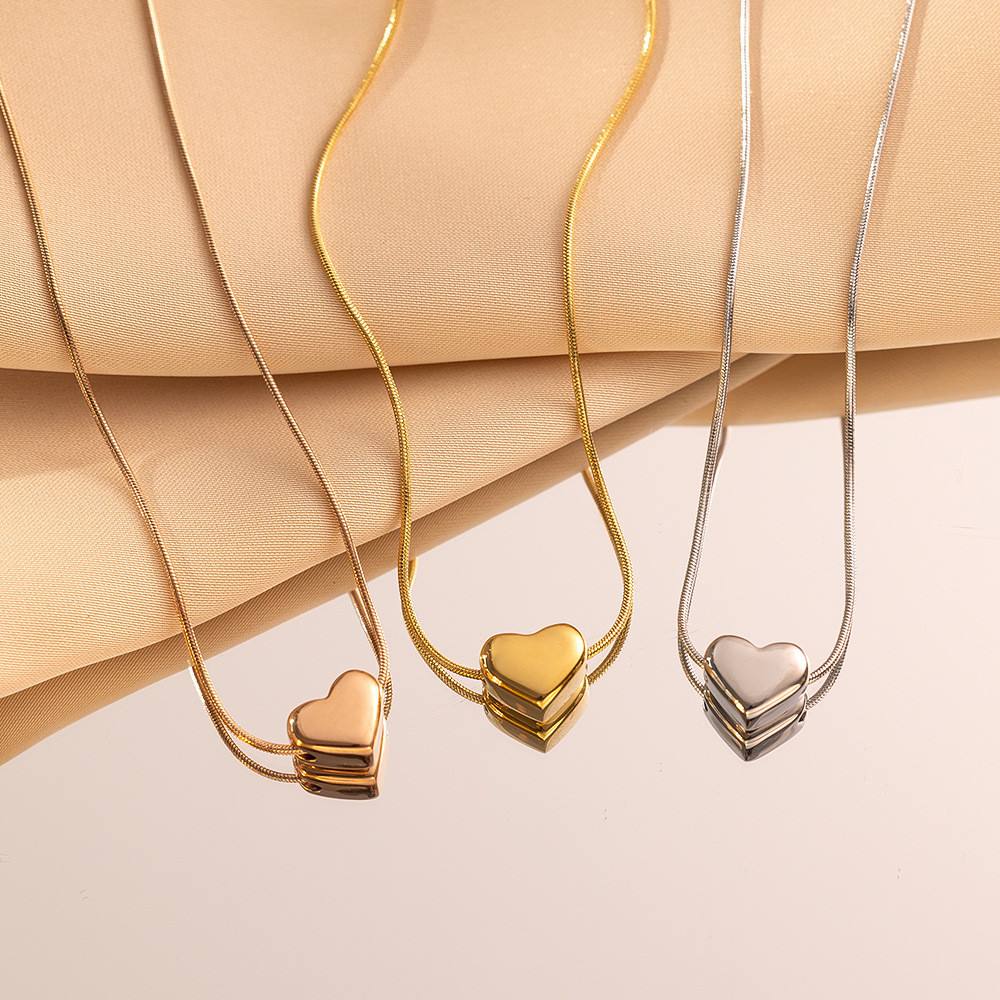 Yinuovo สแตนเลสกันน้ําไม่ซีดจางรักสร้อยคอสามมิติเครื่องประดับแฟชั่น ของขวัญ