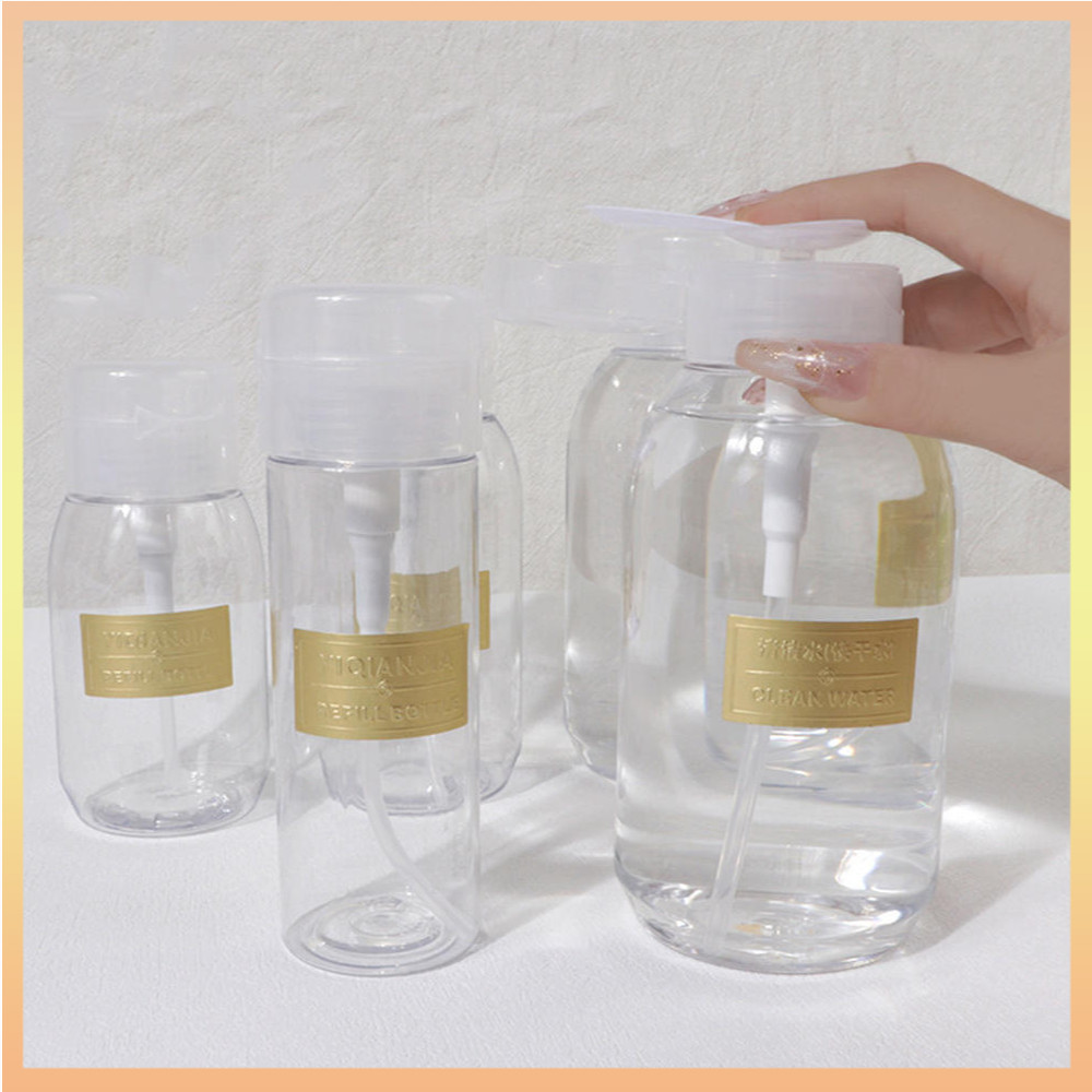 150/200/300/500ml เล ็ บกดขวดขวดเปล ่ าปั ๊ มความดันอากาศแบบพกพายาทาเล ็ บRemover Cleanserขวดเครื ่ องสําอาง
