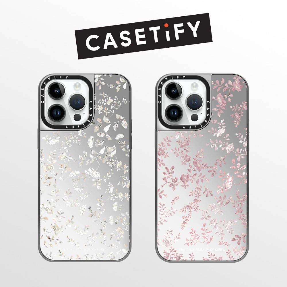 Drop proof ขอบเงิน CASETIFY กระจกเคสโทรศัพท์สําหรับ iPhone 15 15pro 15promax 14 14pro 14promax 13 13promax ดอกไม้เคสแข็งสําหรับ 12promax iPhone11 กรณีคุณภาพสูง