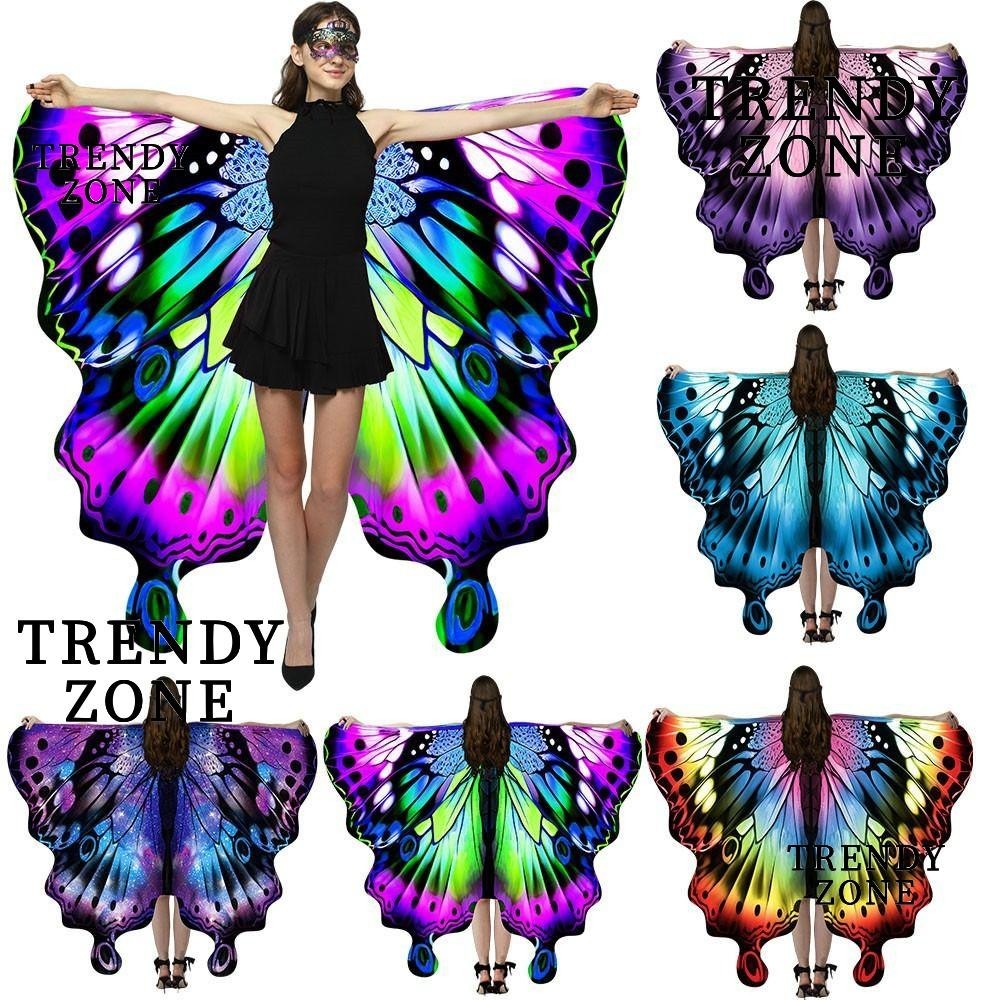 Trendyzone ผ ้ าคลุมไหล ่ ผีเสื ้ อ Cape, Party Favor คอสเพลย ์ Faire Butterfly Wings, Party อุปกรณ ์ เสริมของขวัญ Props ฮาโลวีนเครื ่ องแต ่ งกายผู ้ ใหญ ่