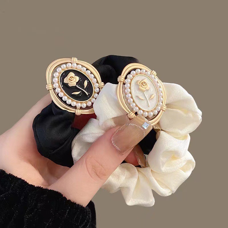 Paris Past ~ French ins Simple ซาตินไส ้ กรอกแหวน Rose เชือกผม Classy All-Match Ball แหวนผม Headdress