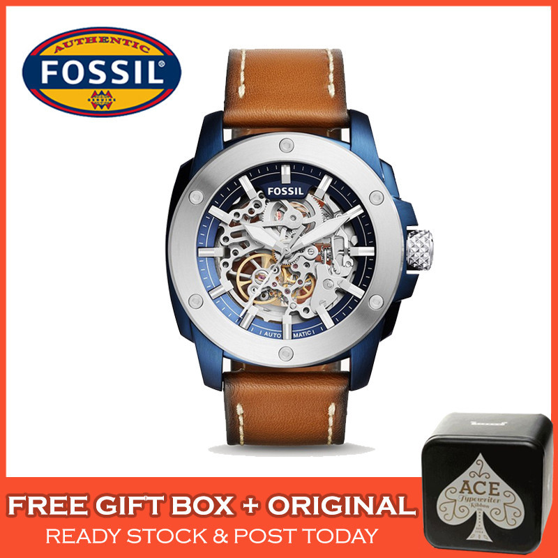 [คลังสินค้าพร้อม 100%] Fossil ME3135 Modern Machine Sport อัตโนมัติสีน้ําตาลหนังผู้ชายนาฬิกา Jam Tan