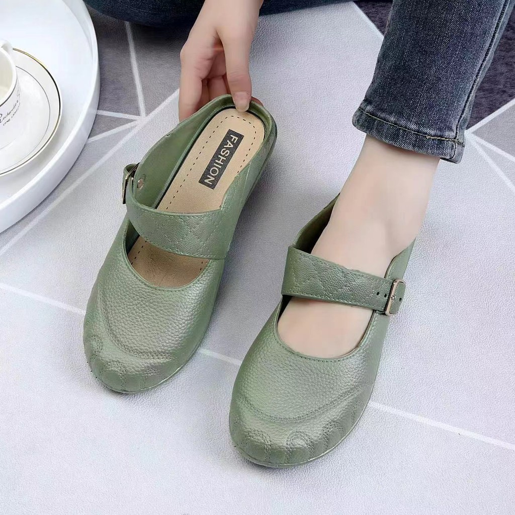 🍓EnJoy🍓 พร้อมส่ง (TO-2201) รองเท้าคัชชู เปิดส้น ดีเทลสายคาด ใส่สบาย
