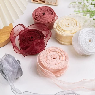 50หลาม ้ วนริบบิ ้ นผ ้ าไหม 40 มม.ซาตินริบบิ ้ น Organza ริบบิ ้ นของขวัญห ่ อ Handmade งานแต ่ งงานวันเกิด Party Decor โบว ์ Diy Craft