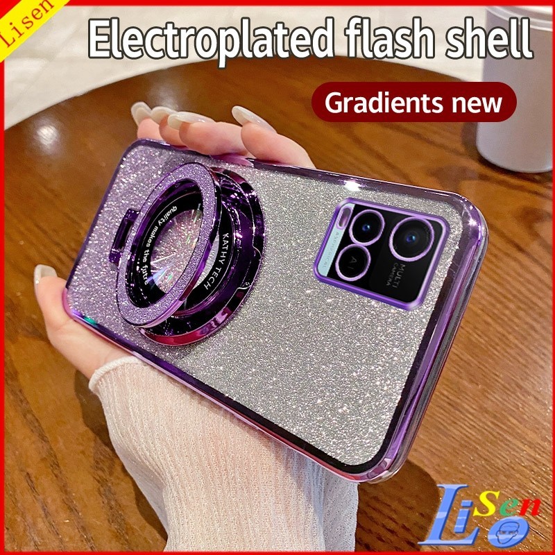 เคส Vivo Y21/Y21S/Y21T/T1X/Y33S/Y33T/Y30/Y50 เคสโทรศัพท ์ ป ้ องกันการตกโปร ่ งใสพร ้ อมขายึด ZJSF