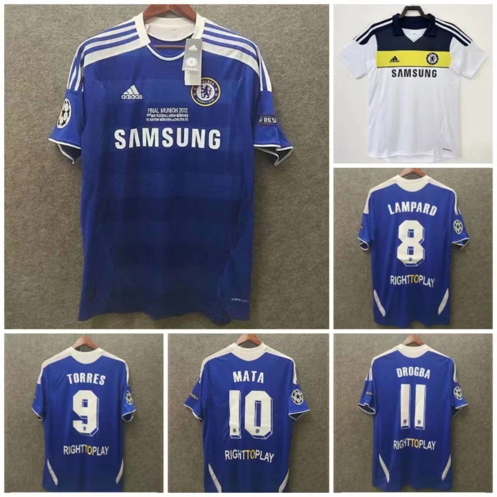 11-12 เสื้อเชลซี Retro Home/Away แขนสั้น #8LAMPARD #9 Tores เสื้อฟุตบอล Chelsea FC ชื่อที่กําหนดเอง
