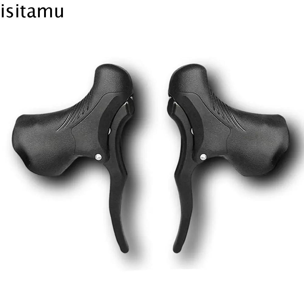 Isitaft ขี ่ จักรยานเบรคคันโยกอลูมิเนียมน ้ ําหนักเบาด ้ านหน ้ าและด ้ านหลัง Anti-slip จักรยานเสือภูเขาจักรยานเสือหมอบจักรยาน Drop Bar