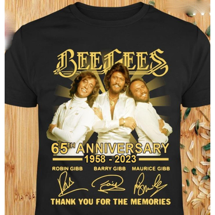 2024 Gildan ของขวัญแขนสั้นสําหรับชาย Bee Gees 54Th Anniversary เสื้อ 1958- ลายเซ็นขอบคุณสําหรับความท