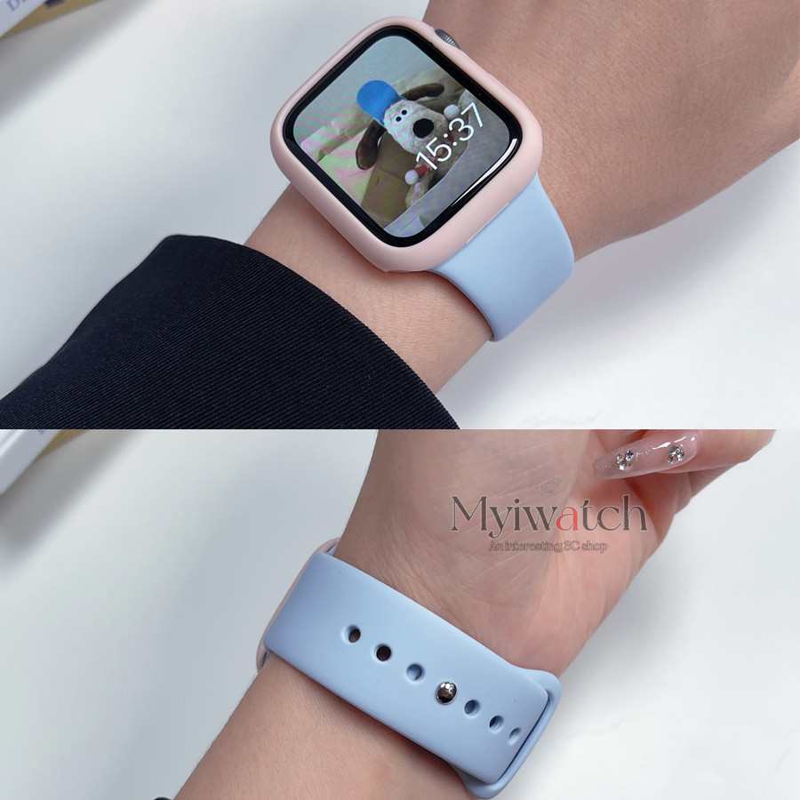 band+CasePandyสีซิลิโคนสําหรับIwatch Series 9 8 Ultra 7 6 5 4 SE 3 2 1 กีฬานาฬิกานุ่มสําหรับIwatch 49 มม.45 มม.41 มม.40 มม.44 มม.42 มม.38 มม.
