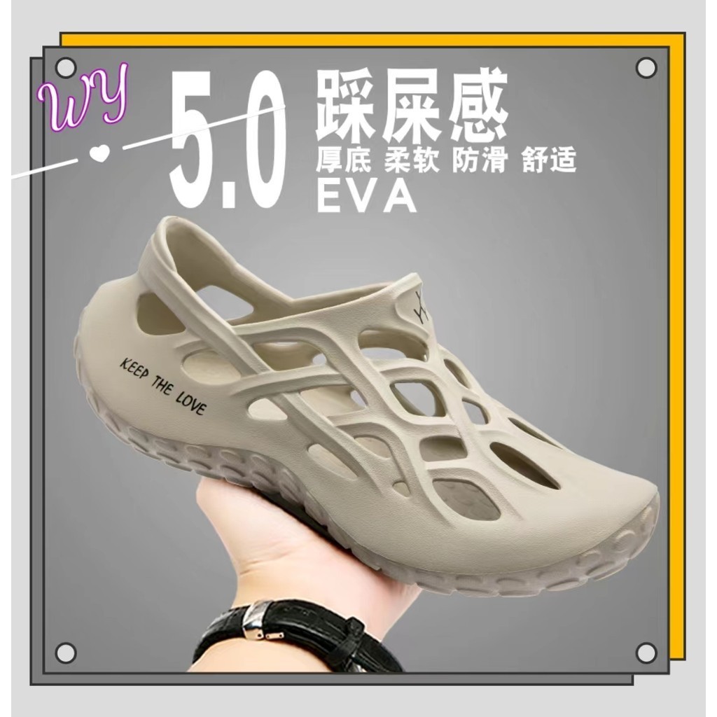 Wy ผู ้ ชายรองเท ้ าหลุมกลางแจ ้ งฤดูร ้ อนระบายอากาศมะพร ้ าวกีฬารองเท ้ าแตะ Hollow Casual Beach Anti-slip
