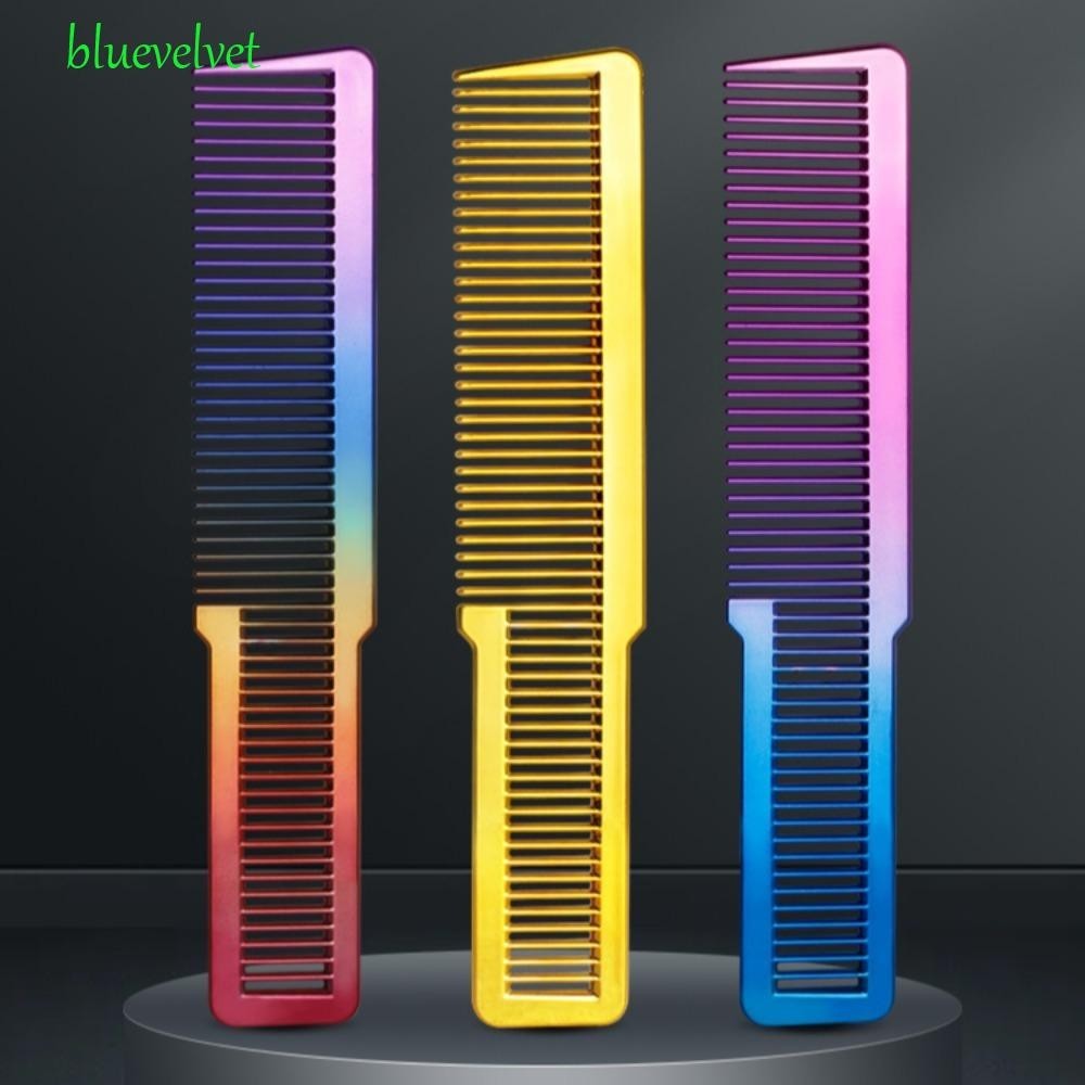 Bluevelvet หวีทําผมตัดผม, Electroplating Professional สีสัน Rainbow หวี, ตัดผม Hairdressing เครื่องมือ Anti Static Anti-slip แบบพกพา Salon หวีแปรงผู้ชาย