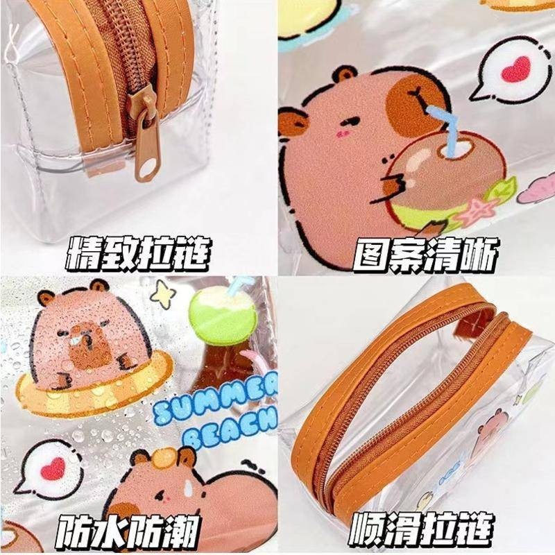 6 รูปแบบ Kawaii การ์ตูน Capybara Simple Pvc โปร่งใสขนาดเล็กซิปกระเป๋าเก็บกระเป๋าเหรียญแบบพกพาลิปสติกกระเป๋าเครื่องสําอาง Key Card เครื่องเขียนเก็บกระเป๋า