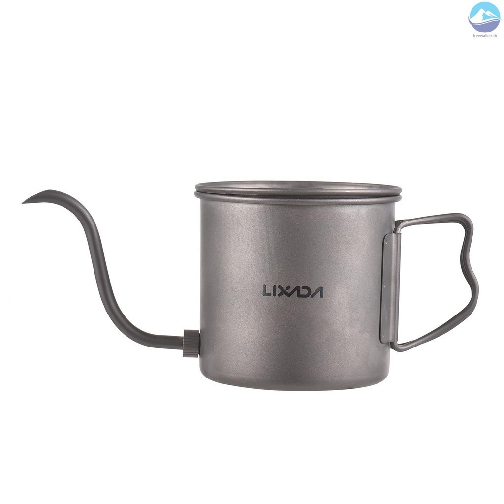 Lixada กาต้มน้ํา Ti Handle กาต้มน้ํากาแฟ Ti 400ml Pour Over Ti Handle กาต้มน้ําพร้อมฝาปิดกาต้มน้ํากา