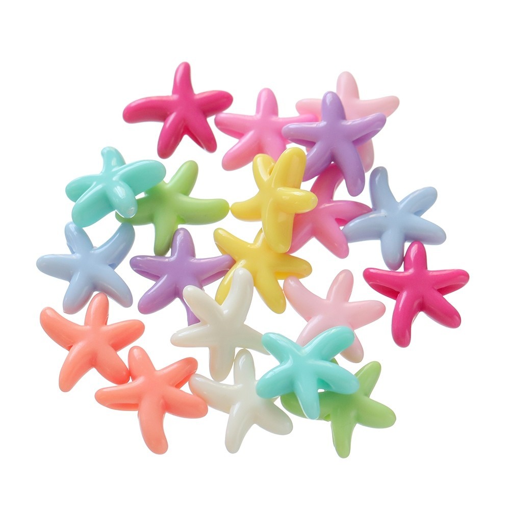 St. kunkka 20-50 ชิ ้ นอะคริลิคสีทึบปลาดาวลูกปัดสีสัน Ocean Charm ลูกปัดหลวมสําหรับ DIY เครื ่ องประดับทําสร ้ อยคอสร ้ อยข ้ อมือ