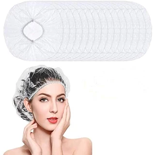 หมวกใส่อาบน้ำ Poly Ethylene PE คุณภาพดีหมวกพลาสติกใสตัวหนอน เเพ็ค 50/100 ชิ้น Disposable Shower Cap