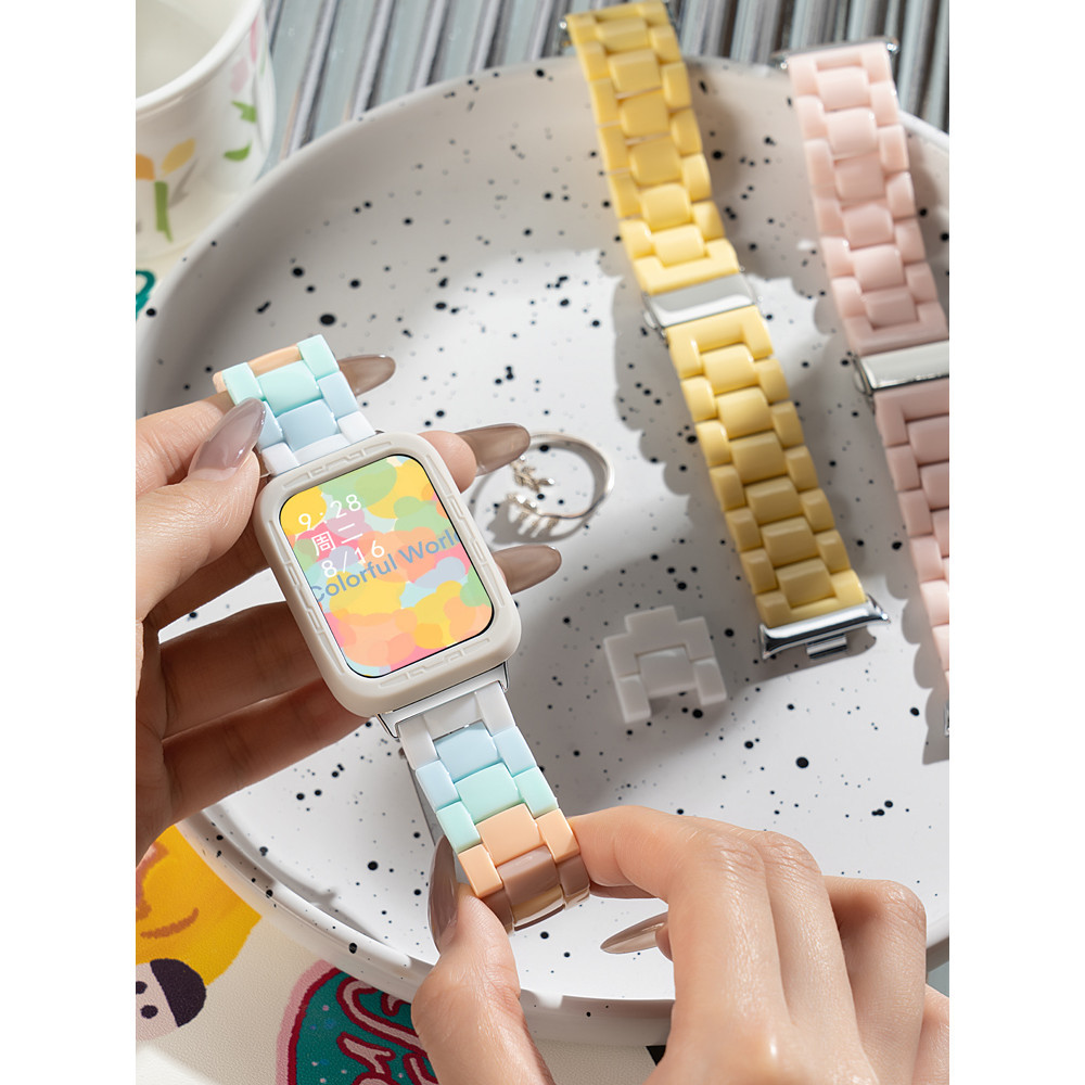 Candy สีเรซิ ่ นสําหรับ Xiaomi band 8 Pro Sport Watchband สําหรับ Mi band 8 Pro แฟชั ่ นผู ้ หญิง Man สร ้ อยข ้ อมือ Smartwatch สายรัดข ้ อมือ