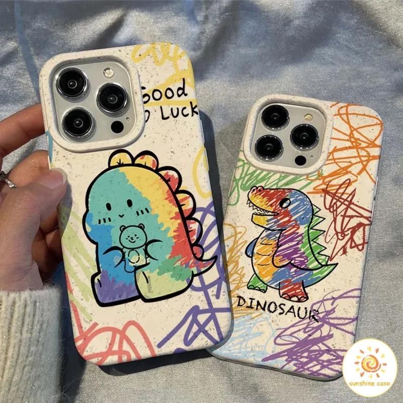 เคสโทรศัพท์เป็นมิตรกับสิ่งแวดล้อมลายไดโนเสาร์การ์ตูนกราฟฟิตี ไอโฟน 11 For iPhone12 13 14 15 Pro MAX X XS XR XS 7 8 Plus