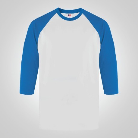 NSA - ผ้าขี้ริ้วคอตตอนพรีเมี่ยม 3/4 7260 สีขาว/รอยัลบลู