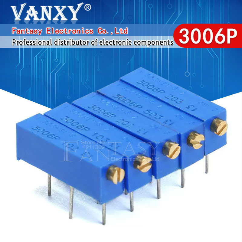 10PCS 3006P 100 โอห์ม ~ 500K โอห์ม Trimmer Potentiometer fdkjgecf ตัวต้านทาน 1K 2K 5K 10K 20K 50K 10