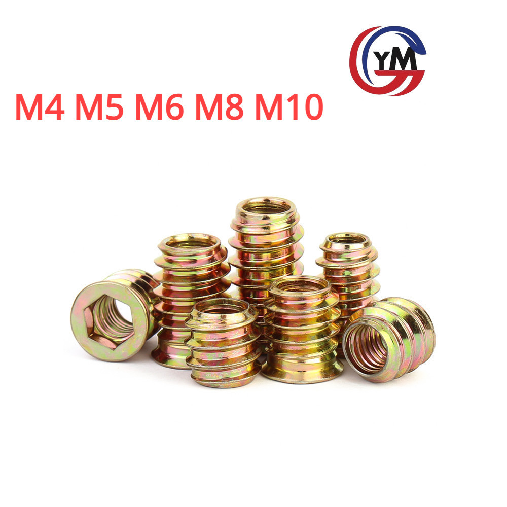 [ Ymh1] ตัวหนอนฝังไม้ หกเหลี่ยม M4 M5 M6 M8 M10 พุกเกลียวฝังไม้ ใช้สกรูเกลียวมิล ตัวหนอน สกรูน๊อคดาวน์ ประกอบโต๊ะตู้ ขันน๊อตฝัง