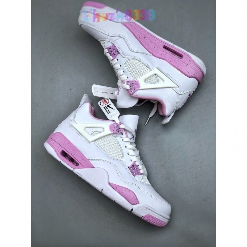 A/j รุ่นที่ 4 สีขาวสีชมพู Oreo รองเท้ากีฬาลําลองรองเท้าบาสเก็ตบอลสีขาวสีชมพู Oreo CT8527 116 V8P8
