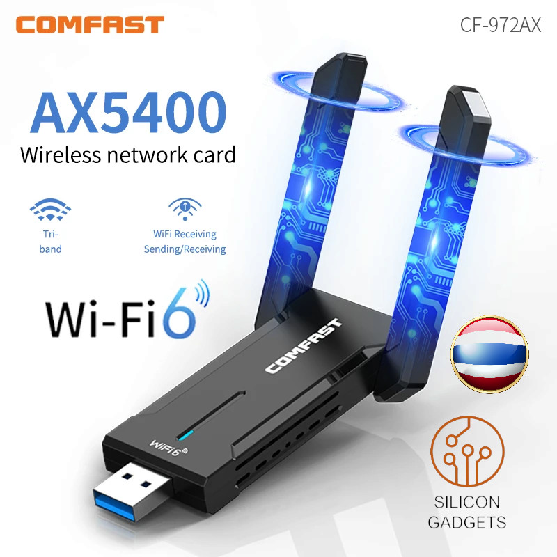 COMFAST CF-972AX AX5400  USB WiFi 6E Tri-band 2.4G + 5G + 6G Gaming Free Driver RTL8832CU  Win10/11