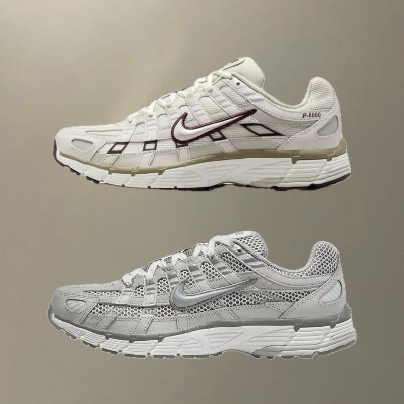 NK P-6000 ผู้ชายผู้หญิง Retro รองเท้ากระดูกสีขาวสีน้ําตาล Matte Grey HF0728-201 FN6837-012