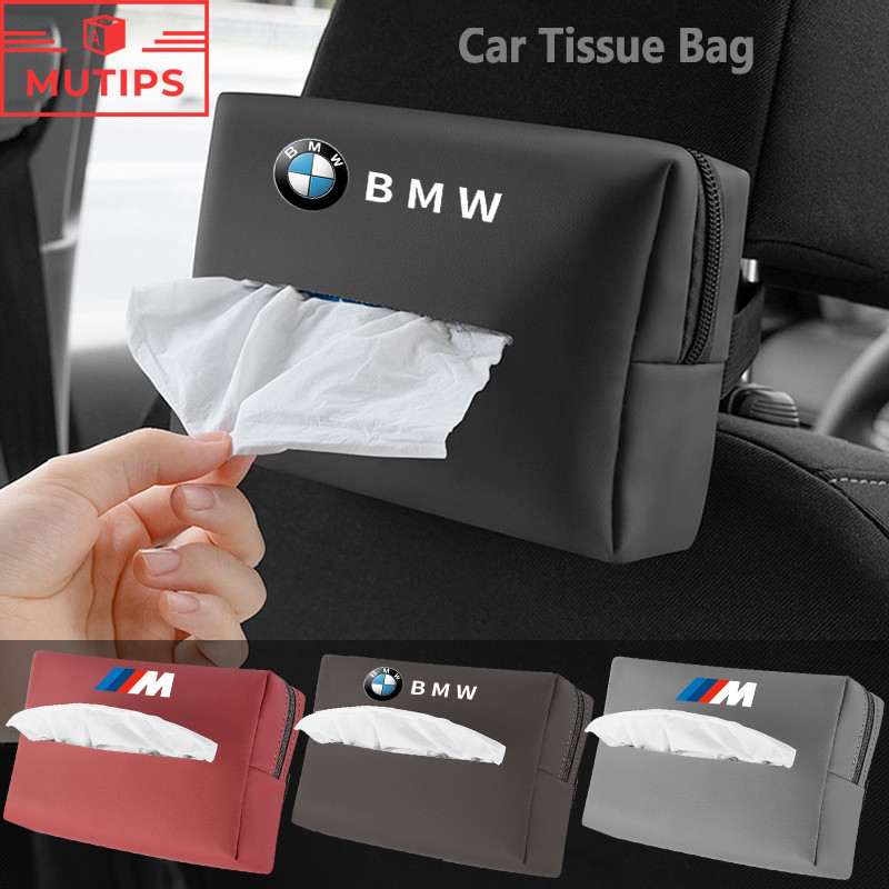 Bmw รถที่นั่งกลับหนังกล่องกระดาษทิชชู Auto Sun Visor กระเป๋าเก็บกระดาษทิชชูสําหรับ BMW M E46 E36 F10 F30 E90 X3 F25 X5 E53 IX3 Z4 IX X6