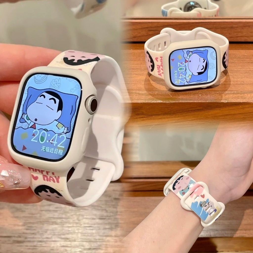 สายนาฬิกาการ์ตูน SE สายซิลิโคน7/6/5/4สนูปปี้สำหรับ iwatchs9แอปเปิ้ล applewatch8นาฬิกา