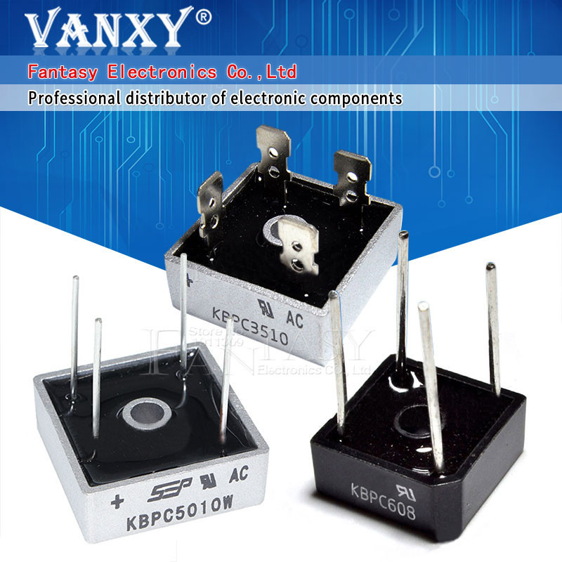 5pcs KBPC1010 ไดโอดสะพาน KBPC610 KBPC608 KBPC606 KBPC310 KBPC3510 KBPC1510 KBPC2510 KBPC3510 KBPC501