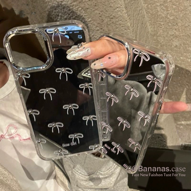 Iphone 16 15 14 13 12 11 Pro Max X Xr Xs Max 7 8 Plusเคสโทรศัพท์Insเพชรโบว์กระจกฝาครอบโทรศัพท์นุ่ม