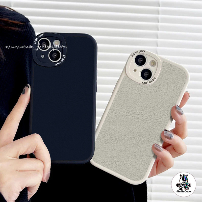 สำหรับ iPhone 11 ป้องกันการตก เคส For เคสไอโฟน11 12 13 14 15 Pro Max 7 8 Plus XR X XS MAX Lambskin TPU กรณีซิลิโคนนุ่ม