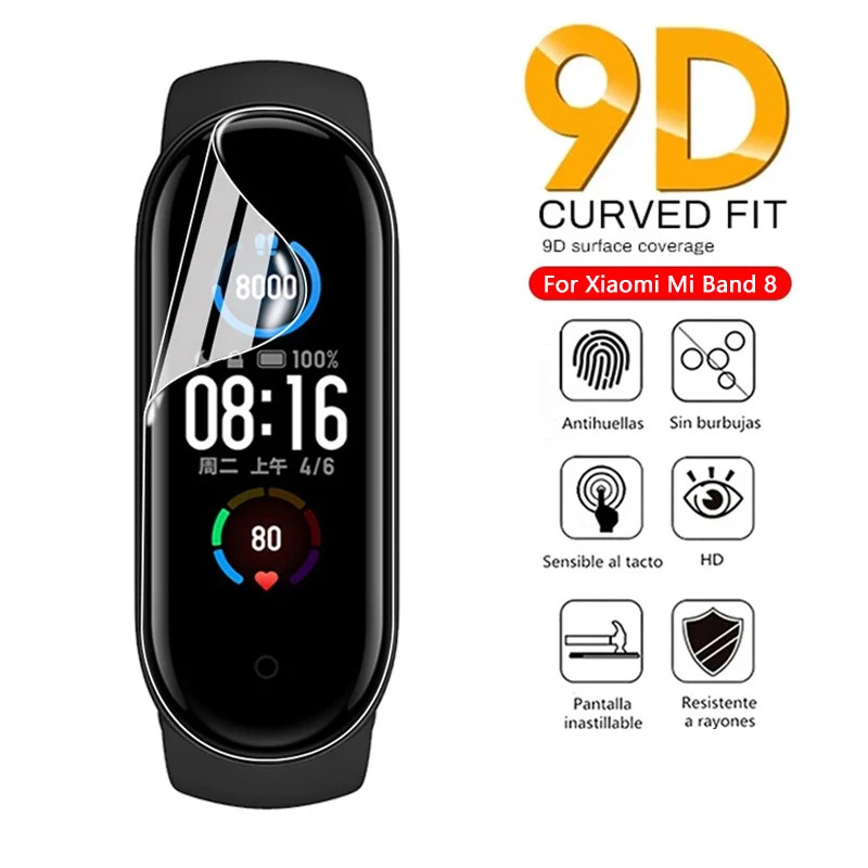 Xiaomi Band8 Band7 Band6 Band5 Band4 Band4c 999D HD Clear Soft Hydrogel ฟิล์มสําหรับ Xiaomi Band 8 7
