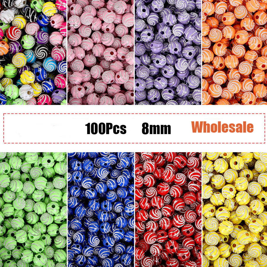 100 ชิ ้ น 8 มิลลิเมตรอะคริลิค Rhinestone หลวมลูกปัด Spacer DIY Charms สําหรับสร ้ อยคอต ่ างหูเครื ่ องประดับทํา Handmade วัสดุ