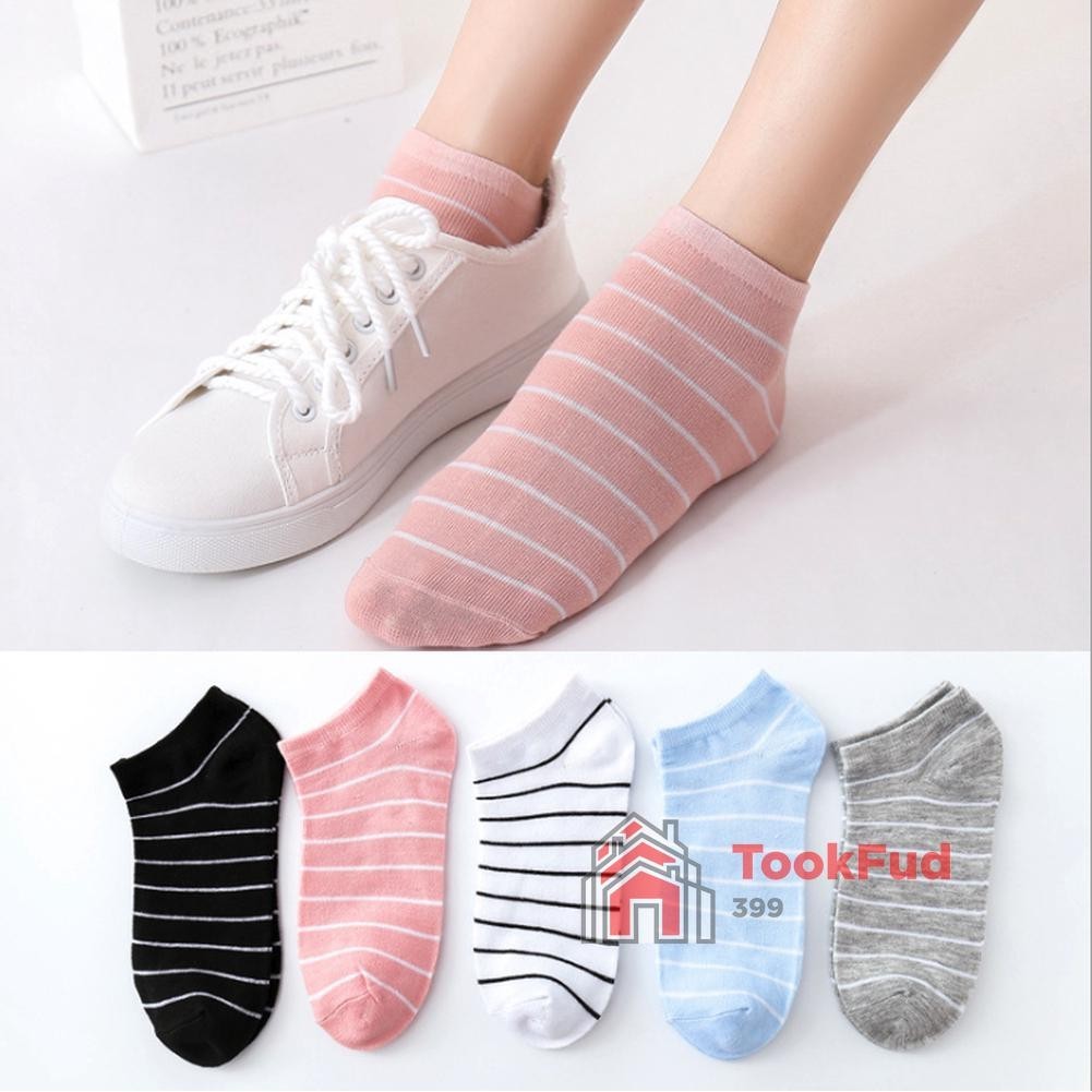 ถุงเท้าลายเส้น ถุงเท้าข้อสั้น ถุงเท้าทูโทน มี 5สีให้เลือก ผ้า cotton นิ่ม ใส่สบาย tf99