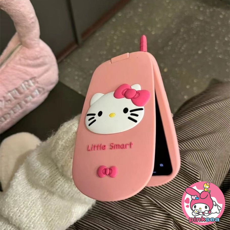 Flip Mirror Hello Kittyเคสโทรศัพท์เข้ากันได้สําหรับiPhone 17 16 15 14 13 12 11 Pro Max 16Plusน่ารักการ์ตูนซิลิโคนเหลวTPU Anti Fallฝาครอบป้องกันปลอก