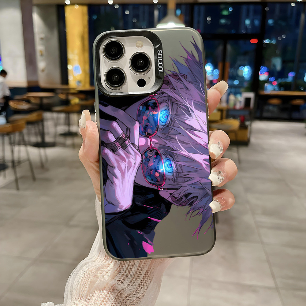อะนิเมะ Jujutsu Kaisen Gojo Satoru โทรศัพท์มือถือกรณี PC เปลือกแข็งสีเงินกันกระแทก iPhone 15 14 13 12 11 pro max xr 7p anti-fall กรณี