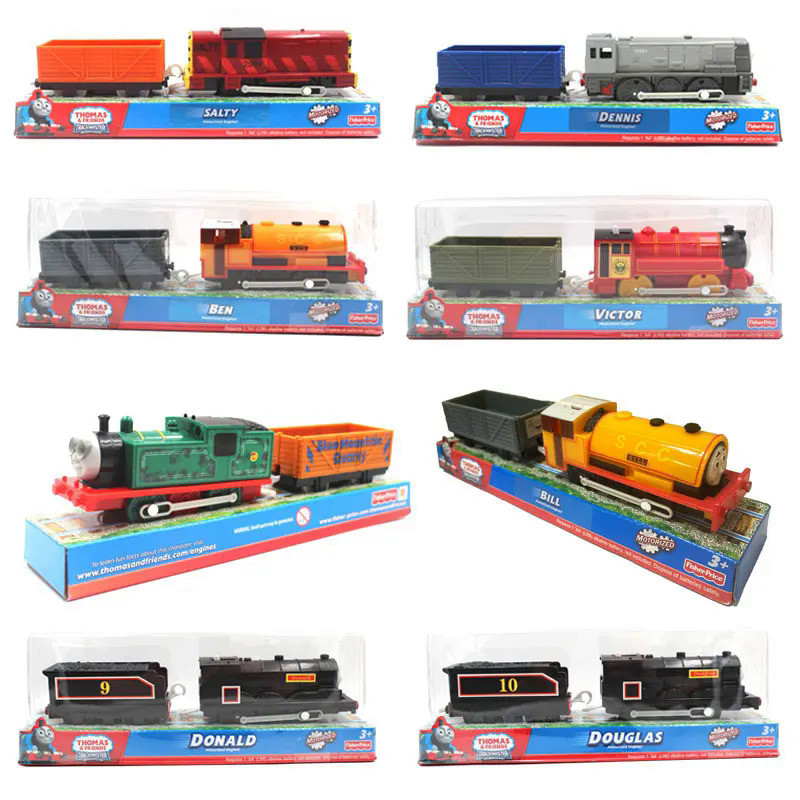 Thomas and Friends ชุดรถม้าไฟฟ้าพลาสติกสําหรับเด็ก ของเล่น Ben Douglas, Donald, Dennis Salty, Diecast, ใหม่