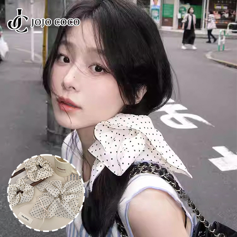 Jojo COCO Polka Dot Bow Hair Tie , สไตล ์ เกาหลี Feminine และ Gentle Hair Rope Headpiece